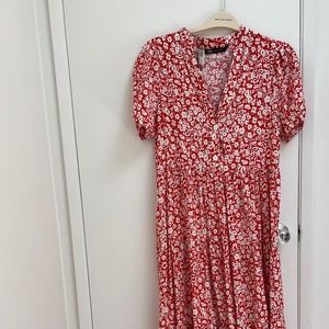 Zara - Red floral long dress - M - like new